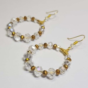 گوشواره کریستالی حلقه ای طلایی مدل ERCCF