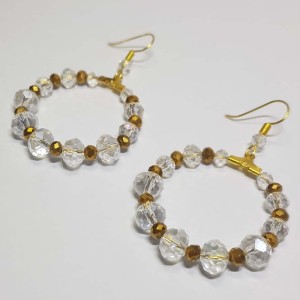 گوشواره کریستالی حلقه ای طلایی مدل ERCCF