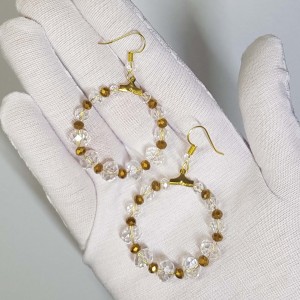 گوشواره کریستالی حلقه ای طلایی مدل ERCCF