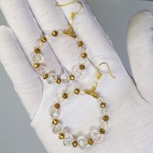 گوشواره کریستالی حلقه ای طلایی مدل ERCCF