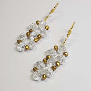 گوشواره کریستالی مینیمال طلایی مدل ERMMN ماه فام