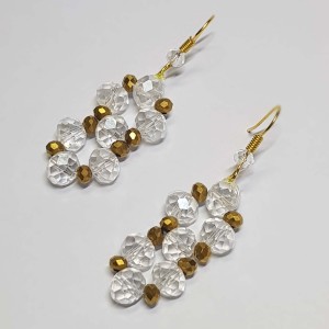 گوشواره کریستالی مینیمال طلایی مدل ERMMN ماه فام