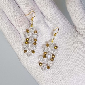 گوشواره کریستالی مینیمال طلایی مدل ERMMN ماه فام