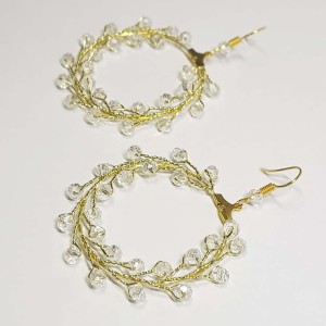 گوشواره حلقه ای کریستال طلایی مدل ERTY ماه فام