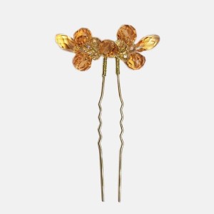 سنجاق شینیون کهربایی طلایی مدل SNJK8K