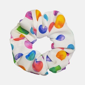 اسکرانچی کش موی سفید با دایره رنگی مدل SCGB