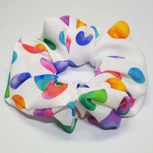 اسکرانچی کش موی سفید با دایره رنگی مدل SCGB ماه فام