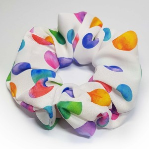 اسکرانچی کش موی سفید با دایره رنگی مدل SCGB ماه فام