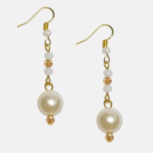 گوشواره مرواریدی کریستالی سفید طلایی مدل ERM2M