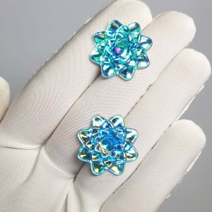 گوشواره گل آبی بزرگ مدل ERGGHL ماه فام