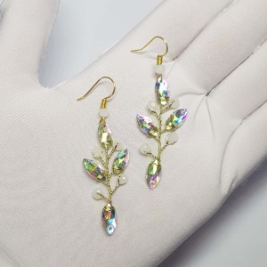 گوشواره ظریف هفت رنگ و طلایی مدل ER78R ماه فام