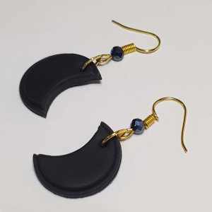 ست شب (گوشواره طرح ماه و ۵ گیره مو کریستالی مشکی) مدل SET503 ماه فام