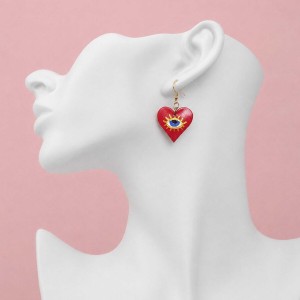 گوشواره قلب قرمز چشم نظر مدل ER2CH