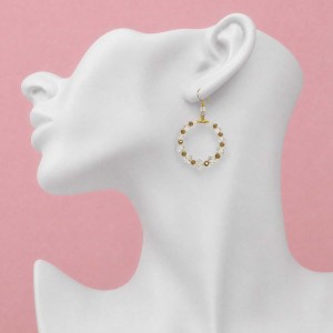 گوشواره کریستالی حلقه ای طلایی مدل ERCCF ماه فام