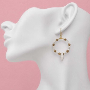 گوشواره حلقه ای مروارید و صدف مدل ERMSDF ماه فام