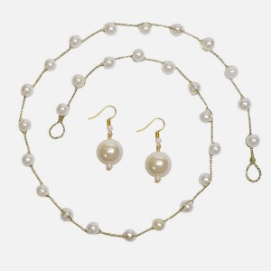 ست کلاسیک (مجموعه ریسه مو مرواریدی و گوشواره مرواریدی ) مدل SET506