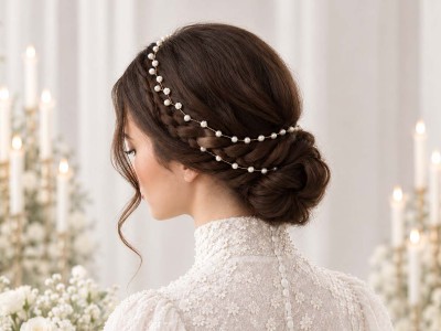 راهنمای انتخاب ریسه مو عروس؛ مرواریدی یا کریستالی؟ | ماه فام