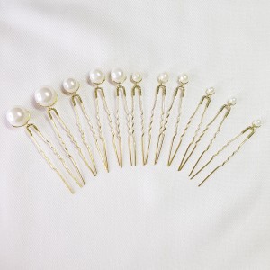 سنجاق شینیون مرواریدی طلایی مدل GOLD11 (بسته 11عددی )