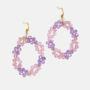 گوشواره صورتی و بنفش حلقه ای مدل SB