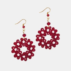 گوشواره کریستالی قرمز مدل PLGON-RD