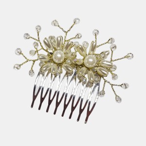 شانه شینیون گل سفید مدل SHN-DN-SML