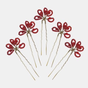 سنجاق شینیون قرمز مدل SNJ5DNRD (بسته 5عددی)