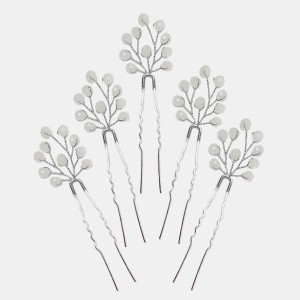 سنجاق شینیون سفید کریستالی مدل SNJ5SFD (بسته 5عددی)