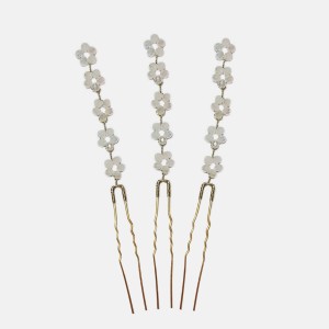 سنجاق شینیون گل سفید مدل SNJWTGOL (بسته 3عددی)