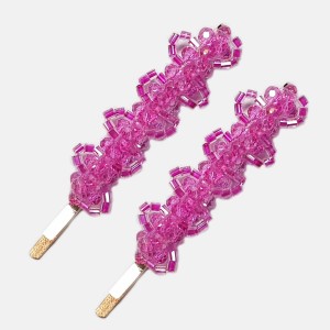 گیره موی کریستال صورتی مدل GIREBFT2PNK (بسته 2عددی)