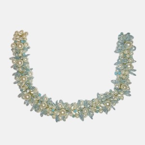 ریسه موی مرواریدی و کریستالی آبی مدل RISEABRSHDN