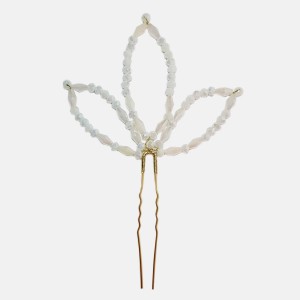 سنجاق شینیون کریستال سفید برگ مدل SNJBRG1WHT