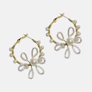 گوشواره حلقه ای گل مدل ERGG