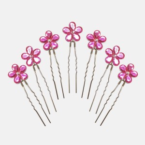 سنجاق شینیون گل صورتی مدل SNJ7GLL (بسته 7عددی)