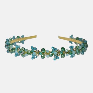 تاج و تل موی کریستال سبز و آبی مدل TJBBG