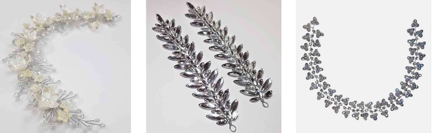 انواع ریسه موی کریستالی، گل مصنوعی  و نگین دار