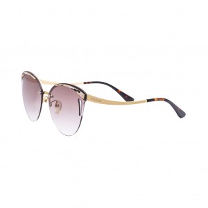 نمای سه رخ عینک آفتابی زنانه Bvlgari BV6110 با دسته فلزی طلایی و عدسی گرادیانت