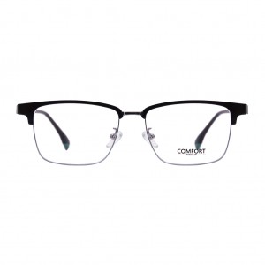 نمای روبرو عینک طبی COMFORT H20106 با فریم کلاپ‌مستر مشکی و فلزی