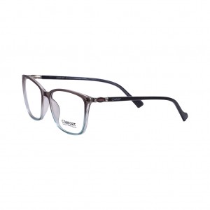نمای سه رخ عینک طبی زنانه COMFORT YT13005 با دسته استات گرادیانت و جزئیات ظریف
