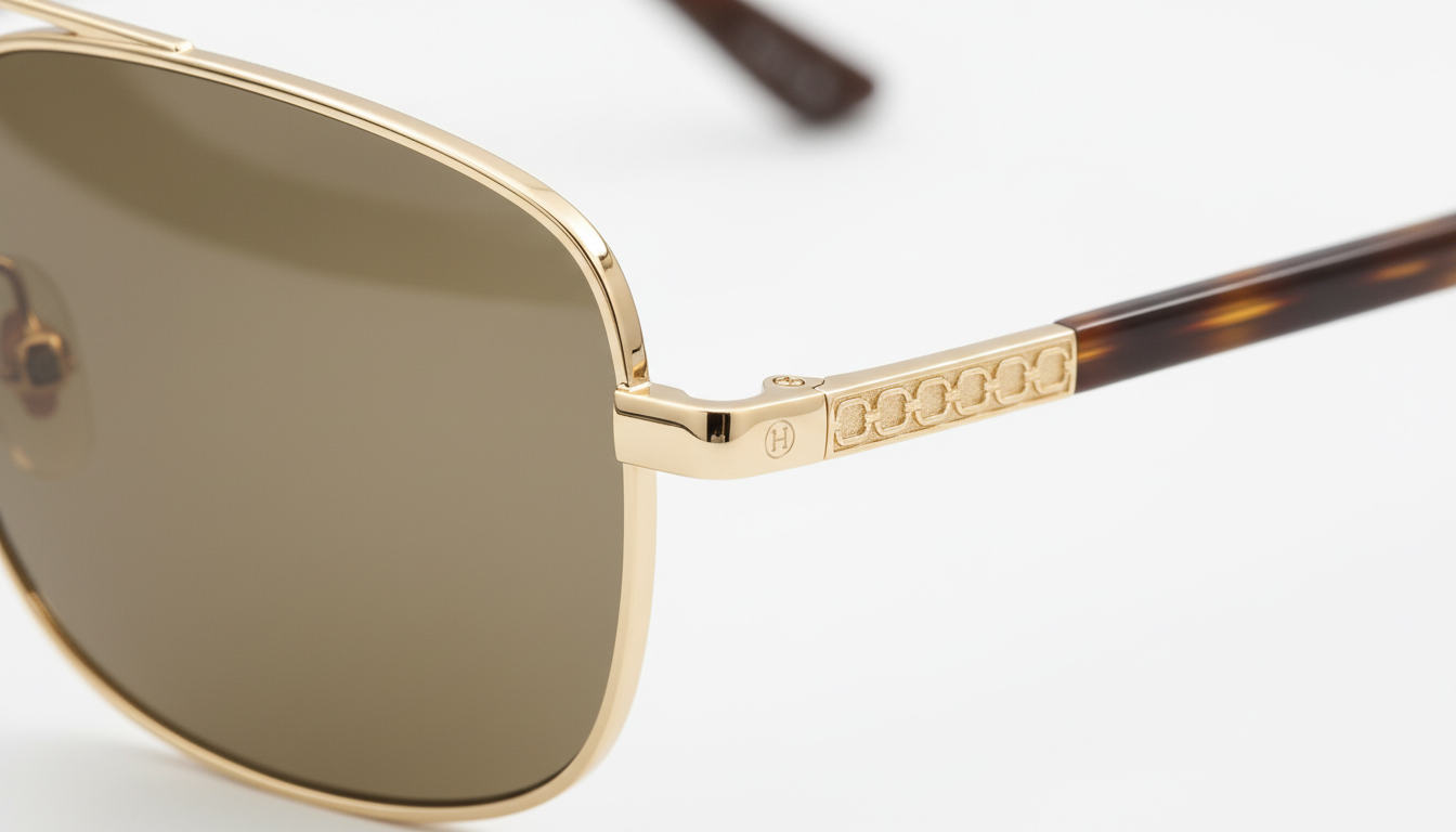 جزئیات فلزی یا طراحی گرافیکی نمادین عینک هرمس اصل