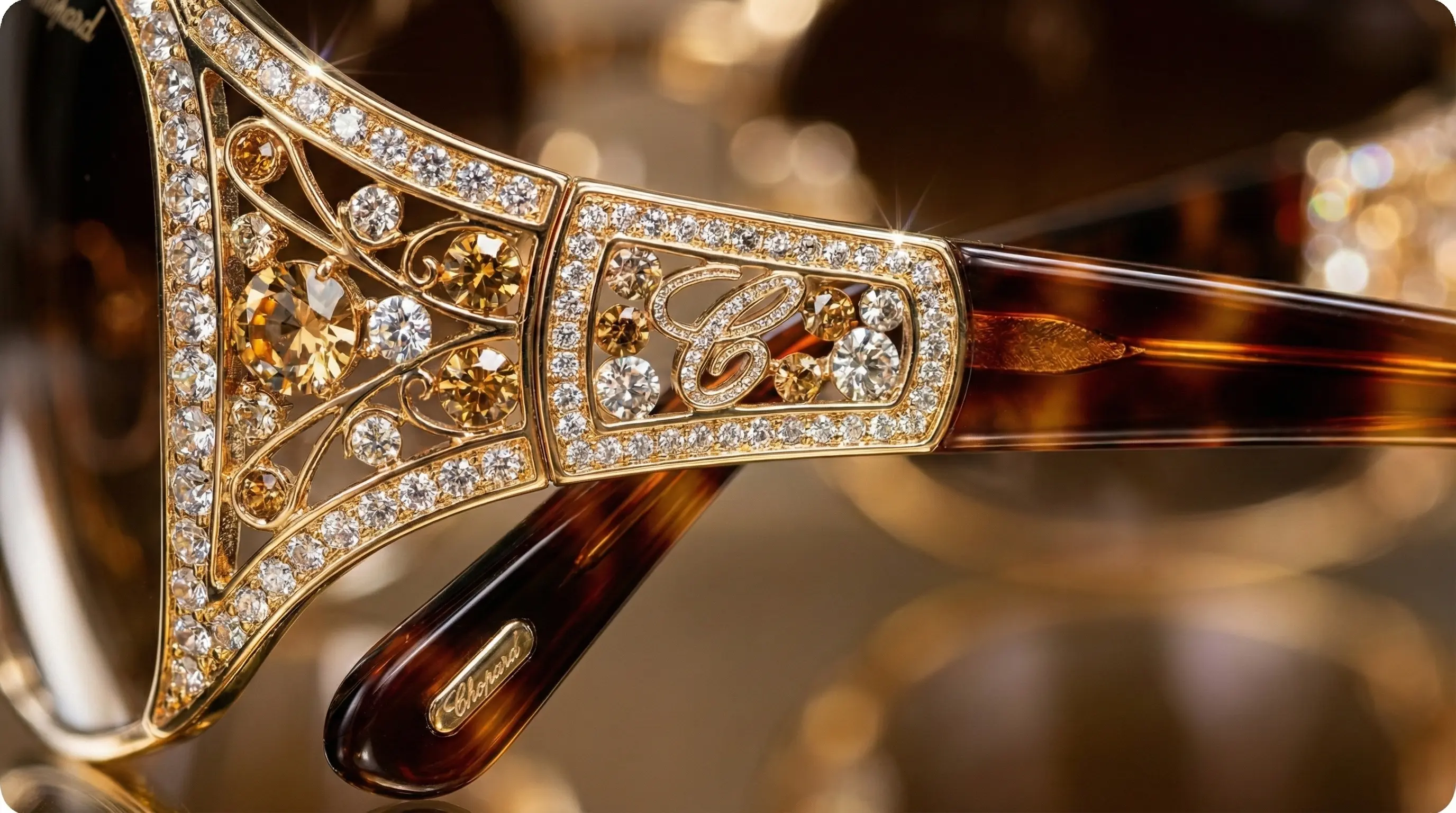 عینک آفتابی زنانه شوپارد اصل با نگین و روکش طلا