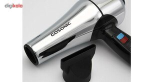 سشوار حرفه‌ای 1800 وات گوسونیک مدل GHD-229، موتور AC، وزن 892 گرم، دارای سری متمرکز‌کننده پهن با ویژگی حجم‌دهندگی، با قابلیت فناوری تولید یون، باد سرد