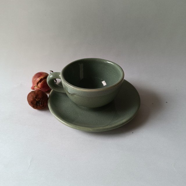 فنجان و زیر فنجانی اسپرسو رنگ سبز مدل الینا