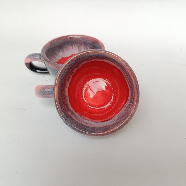 ست فنجان تک اسپرسو دبل  قرمز و مشکی مدل گونش güneş-ارسال فوری