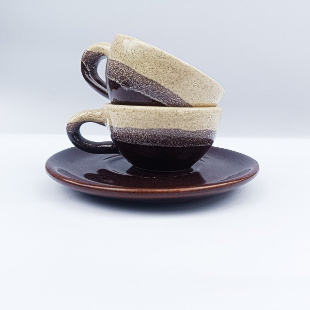 فنجان اسپرسو سینگل کرم با نعلبکی سرامیکی مدل لوت