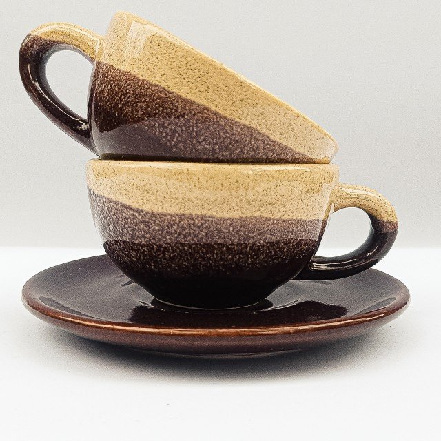 فنجان قهوه سرامیکی کرم  رنگ قهوه ایی مدل کویر مصر 65 cc