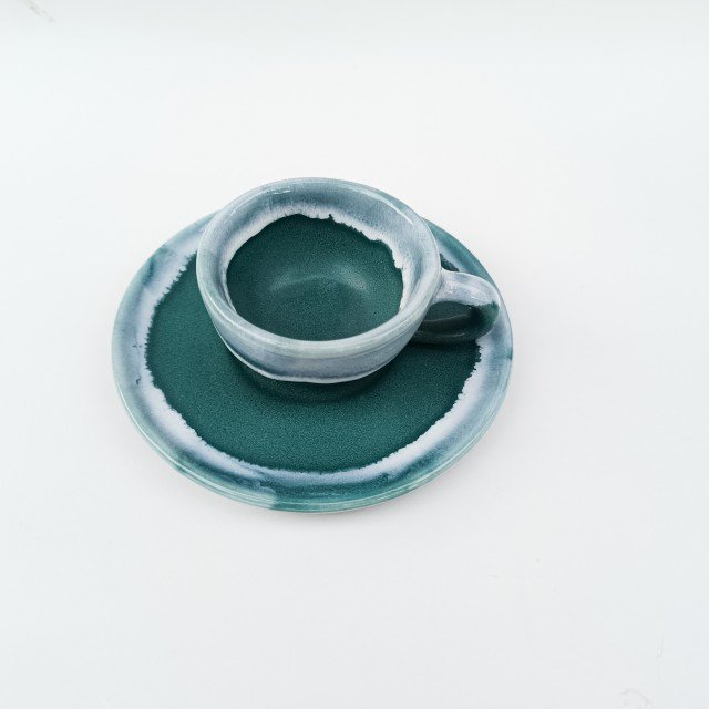 ست فنجان نعلبکی اسپرسو سینگل مات سبز 45 mil مدل الانا