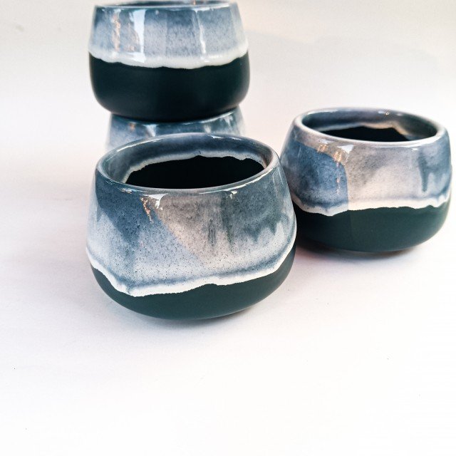 کاپ لاته مات سبز بدون دسته حجم لاته 280MILمدل نیلدیش(ست 6 عددی)