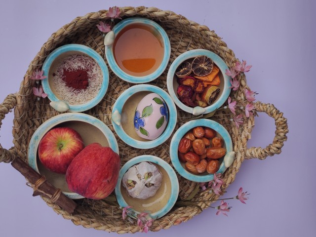 هفتسین سرامیکی دست ساز طرح آبی