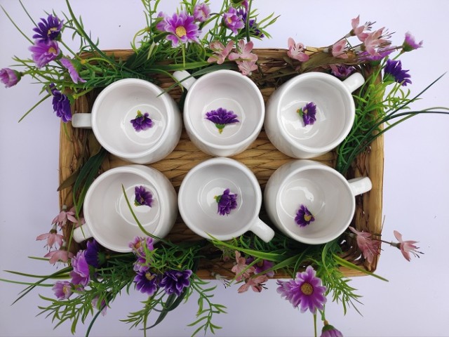 ست فنجان پذیرایی دست ساز سرامیکی رنگ سفید مدل روحی