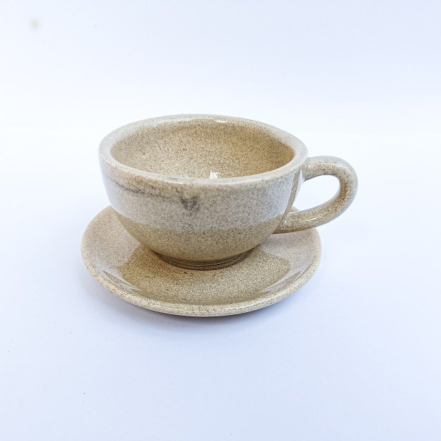 فنجان نعلبکی لته آرت رنگ کرم مدل کویر ست ارزان سرامیکی